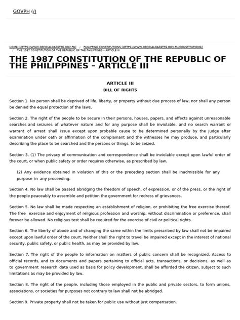 art xiii 1987 constitution|Official Gazette of the Republic of the Philippines .